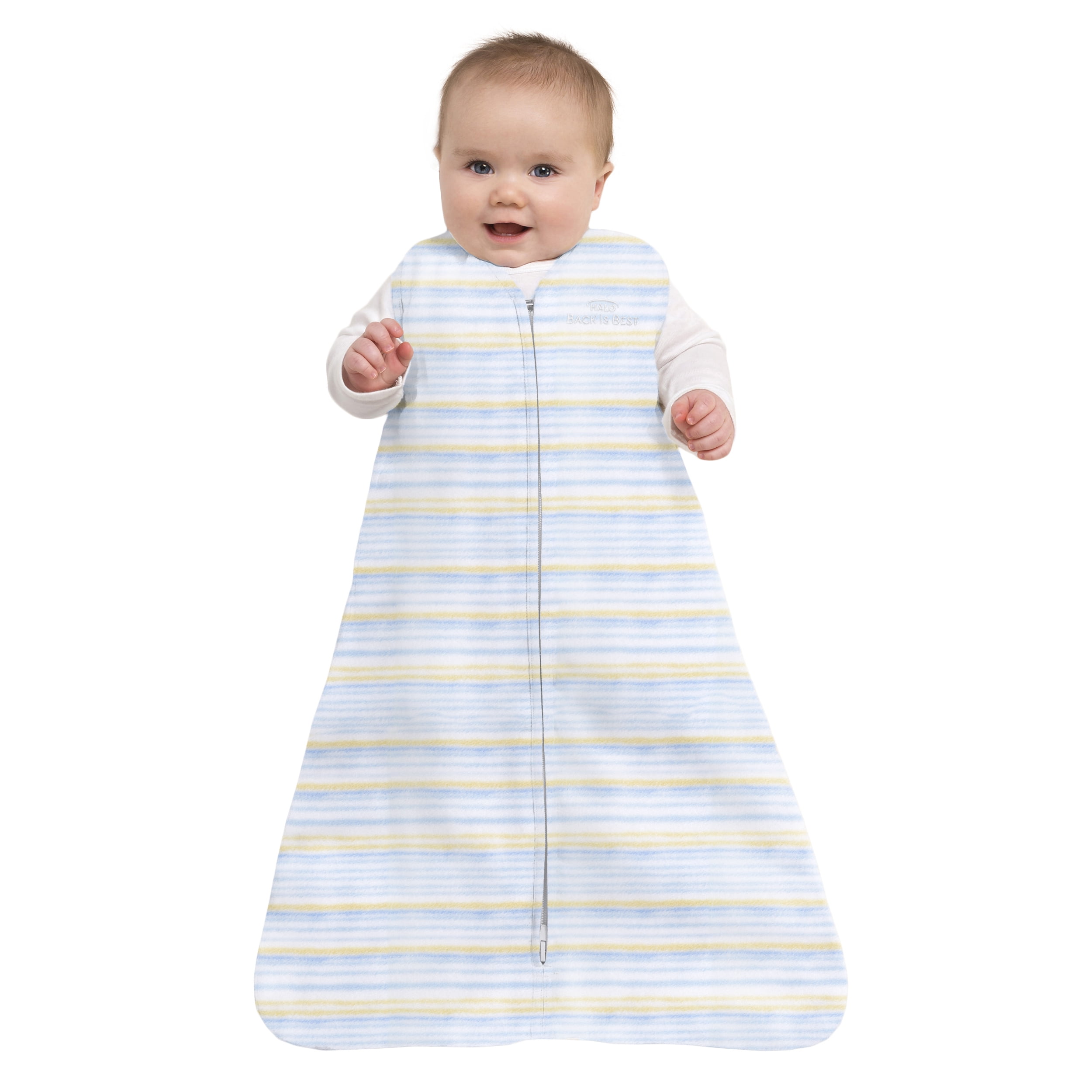 HALO SleepSack Wearable Blanket, Micro-Fleece, Multi Stripe Blue, Infant Boys, Medium, 6-12 Months