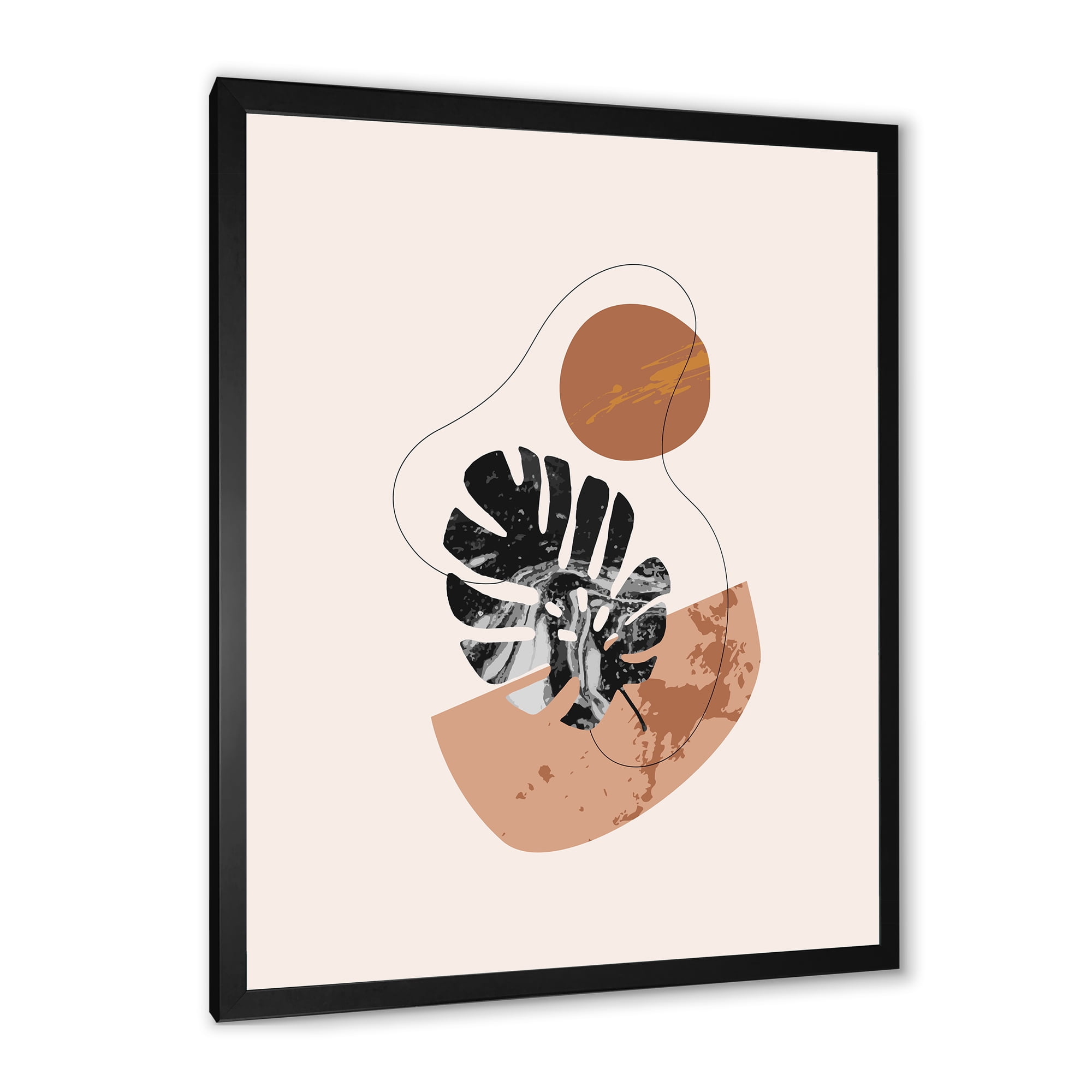 Designart 'Abstract Tropical Monstera Shapes and Leaves' Modern Framed Art Print