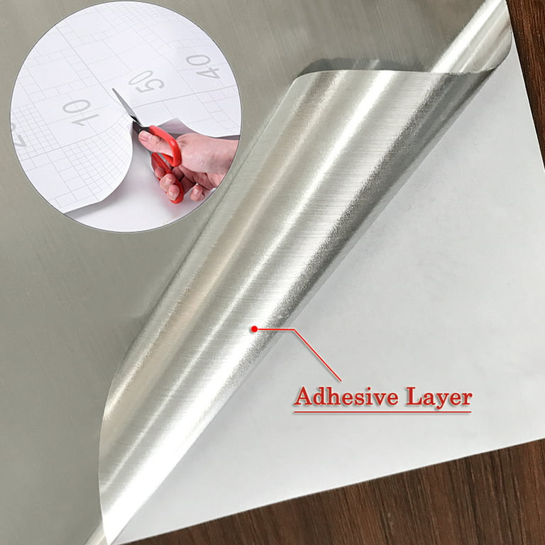 Lacheery Stainless Steel Contact Paper Brushed Stainless Dishwasher Cover Silver Contact Paper Self Adhesive Wallpaper Metallic Adhesive Paper for