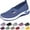 Blue_01, variant on Willtoo Women's Woven Orthopedic Breathable Soft Shoes Go Walking Slip on Diabetic Foam Shoes Hands Free Slip in Sneakers Arch Support Dark Purple