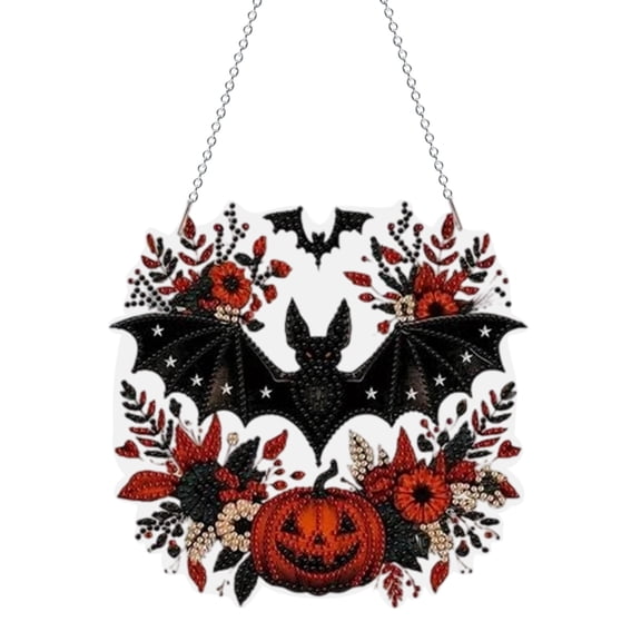 Halloween Diamond Art Kits For Adults Clearance, DIY Pearl Diamond Art, Hanging Ornament For Halloween Front Door Window Decor, DIY Fall Home Decor Wall Art, Halloween DIY Gift