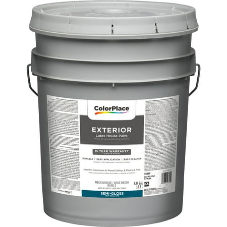 ColorPlace Exterior Semi-Gloss Paint, Medium Base, 5 Gallon