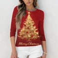 thumbnail image 6 of Fabrcox S-5xl Christmas Snowflake Printed T Shirts for Women Loose Fit 2xl Oversized 3/4 Sleeve Tops Round Neck Holiday Tunic Lightweight Basic Tops Red XL, 6 of 6