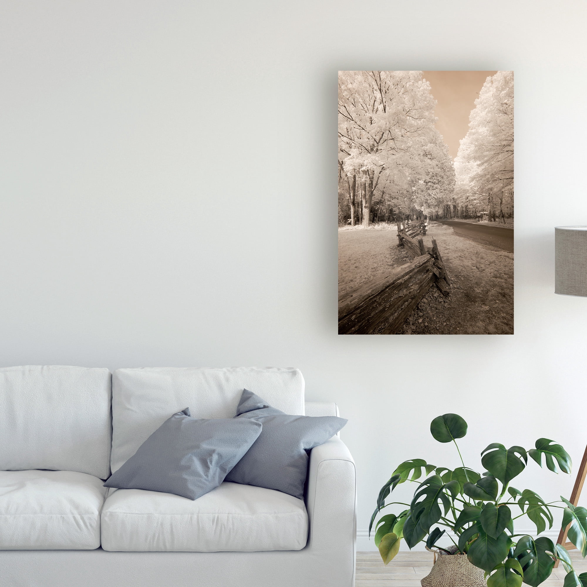 Trademark Fine Art 'Staggered Fence Sepia' Canvas Art by Monte Nagler