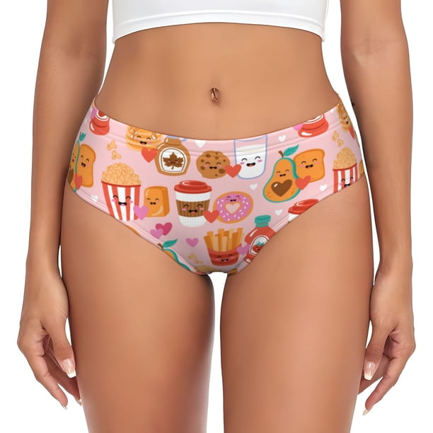 Fotbe Funny Food Calzones Estampados para Mujer – Ropa Interior de Algodón, Cómoda, Suave y Elástica-Small