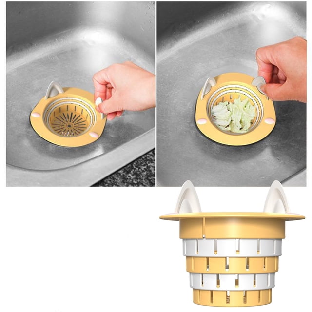 Fiudx Colador de Fregadero, Filtro de Basura de Gran Capacidad, Diseño Telescópico de Fácil Limpieza, Apto para Lavavajillas, Gestión de Residuos de Cocina, Esencial para Cocinar En Casa, Adorable Ut