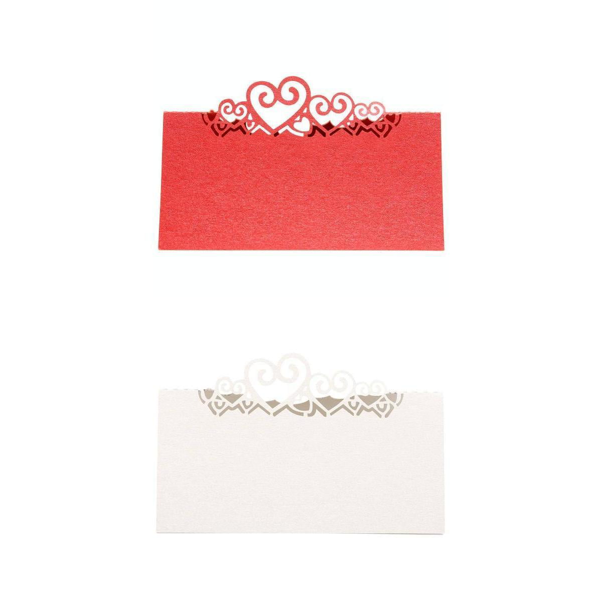 50 Ivory Name Place Cards With Heart Cutout 