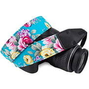 Wolven Pattern Cotton Camera Neck Shoulder Strap Belt Compatible with DSLR/SLR/Men/Women etc, Green Flower