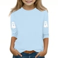 thumbnail image 2 of MKOSPLRT T-Shirts d'Halloween pour Enfants 3-12 Ans Garçons Filles Manches 3/4 T-Shirts Graphiques Col Rond Coupe Ample Hauts Mignons Fantômes Citrouille T-Shirts, 2 of 4