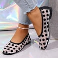 thumbnail image 5 of Women's Polka Dots Mesh Ballet Flats Square Toe Ballerina Flats Closed Toe Comfortable Casual Work Shoes White 9.5(43), 5 of 9