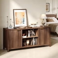 thumbnail image 2 of Ktaxon Modern TV Stand for 55/60/65 Inches TVs, 58" Television Media Console Wood Entertainment Center with 2 Fluted Doors & Adjustable Shelves for Living Room, Bedroom, Home, Walnut, 2 of 9