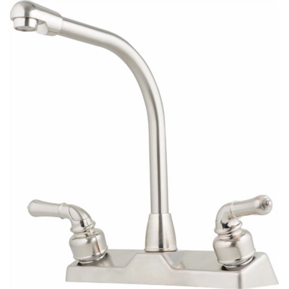 LaSalle Bristol Robinet 20380R340NABX Utilisé pour Cuisine; Montage sur Terrasse en une Seule Pièce; Bec en Métal de 10 Pouces; 2 Poignées de Théière; Nickel Brossé; Plastique