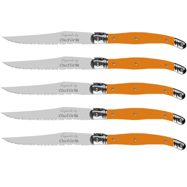 Cuchillo Alto Temple LaguioleOrange 5 pzas 23 cm Naranja Acero Inoxidable Cuchillo para carne.