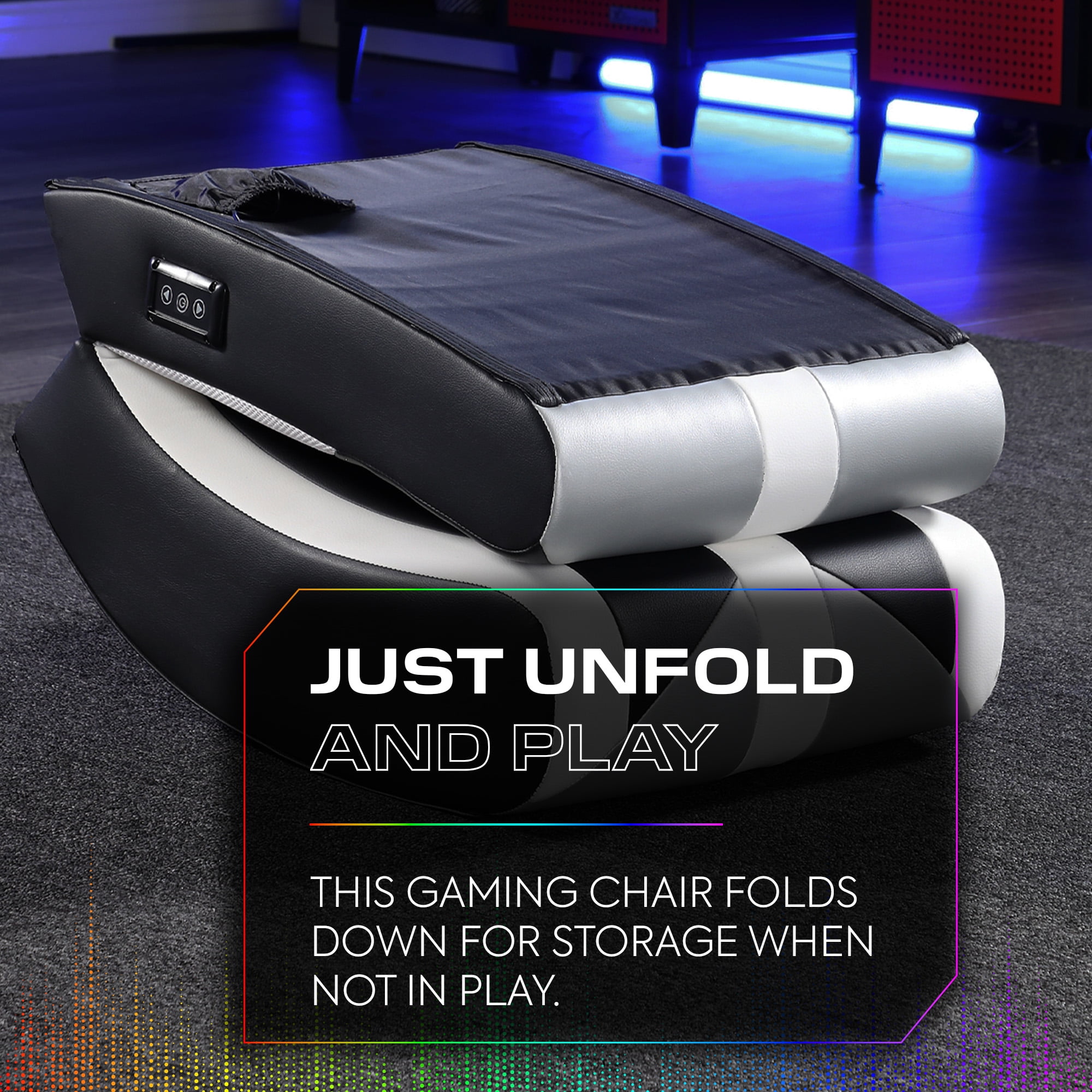 X Rocker Navigator Floor Rocker Gaming Chair with RGB Lighting, Black