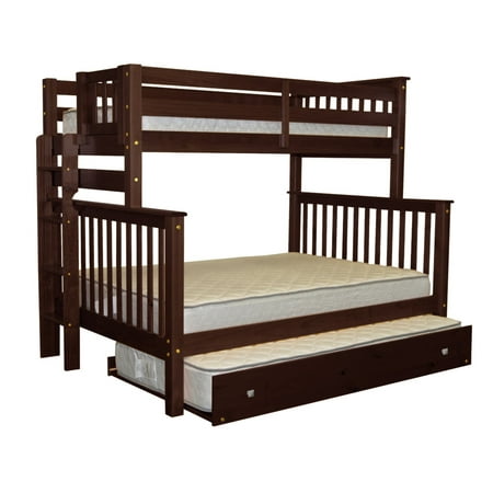 Bedz King Bunk Beds Twin Over Full Mission Style With End Ladder And A Trundle Cuccino Bedz King Bunk Beds Twin Over Full Mission Style With End Ladder And A Trundle Cuccino