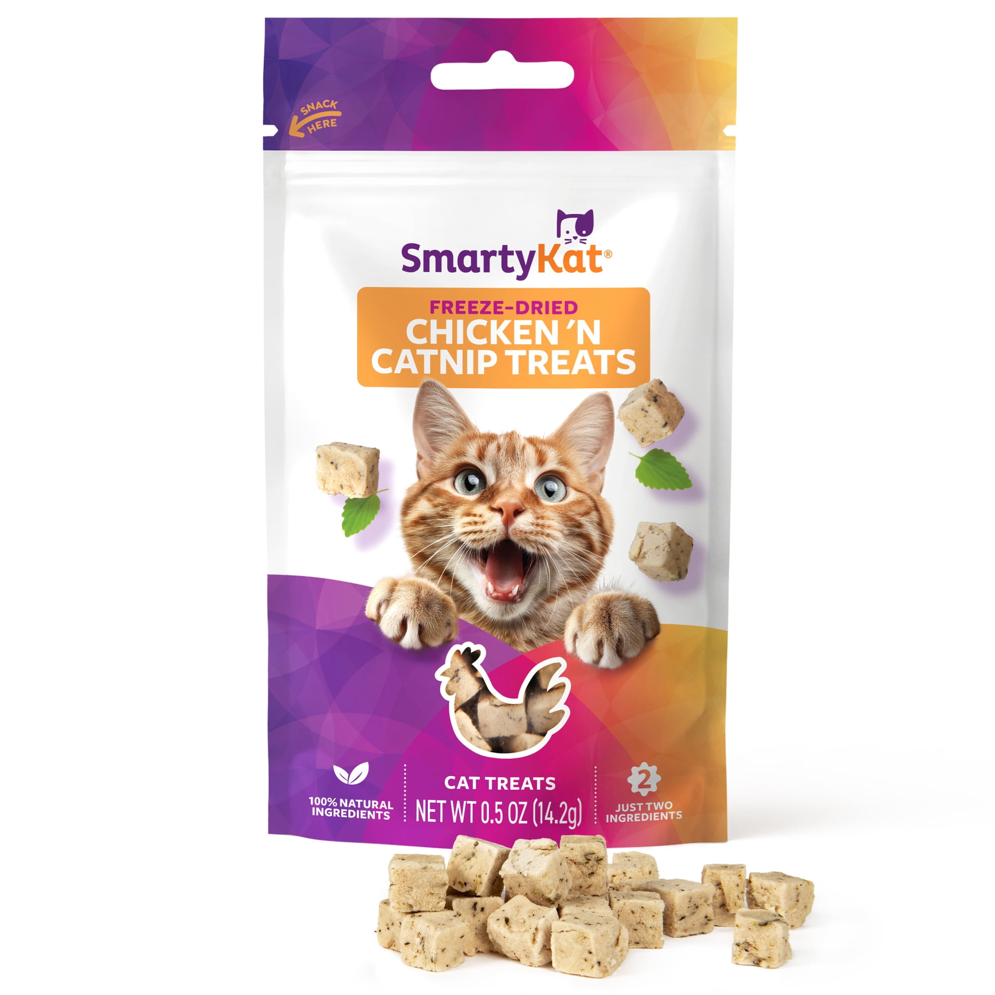 SmartyKat Freeze Dried Real Chicken & Catnip Crunchy Cube Treats for Cats, 0.5 oz Bag