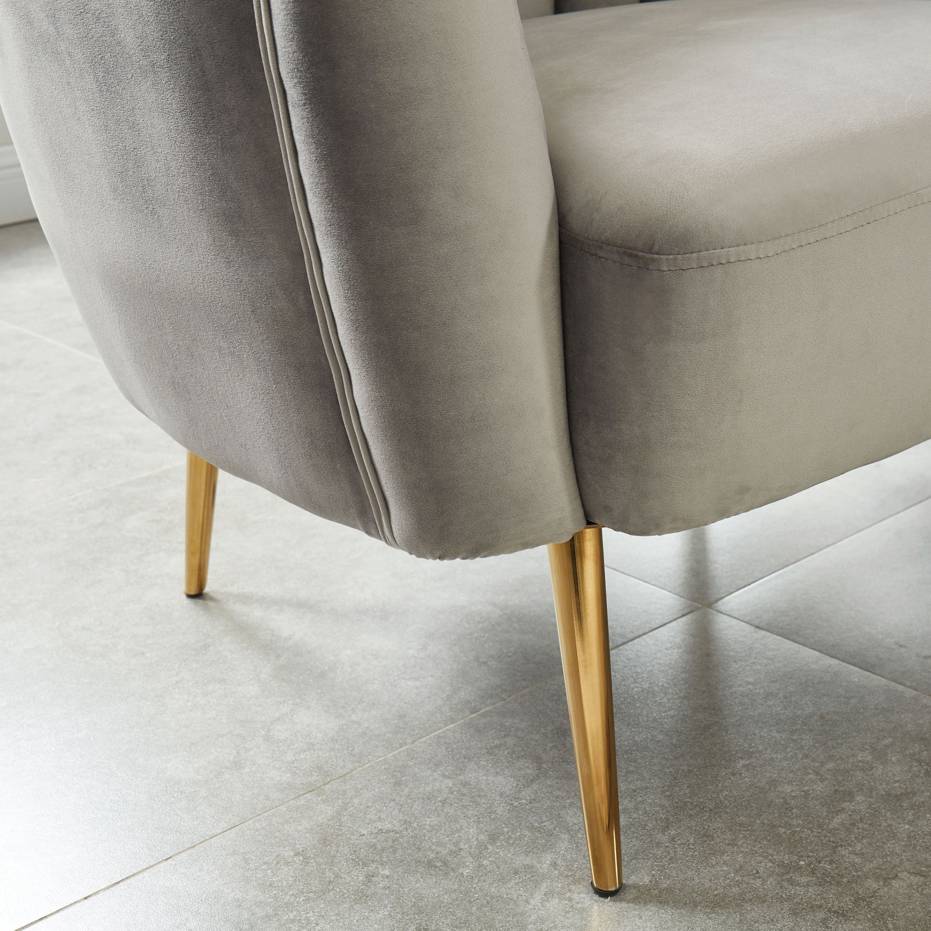 Darque Contemporary Flannelette Shell-Tufted Upholstered Chair, Gray