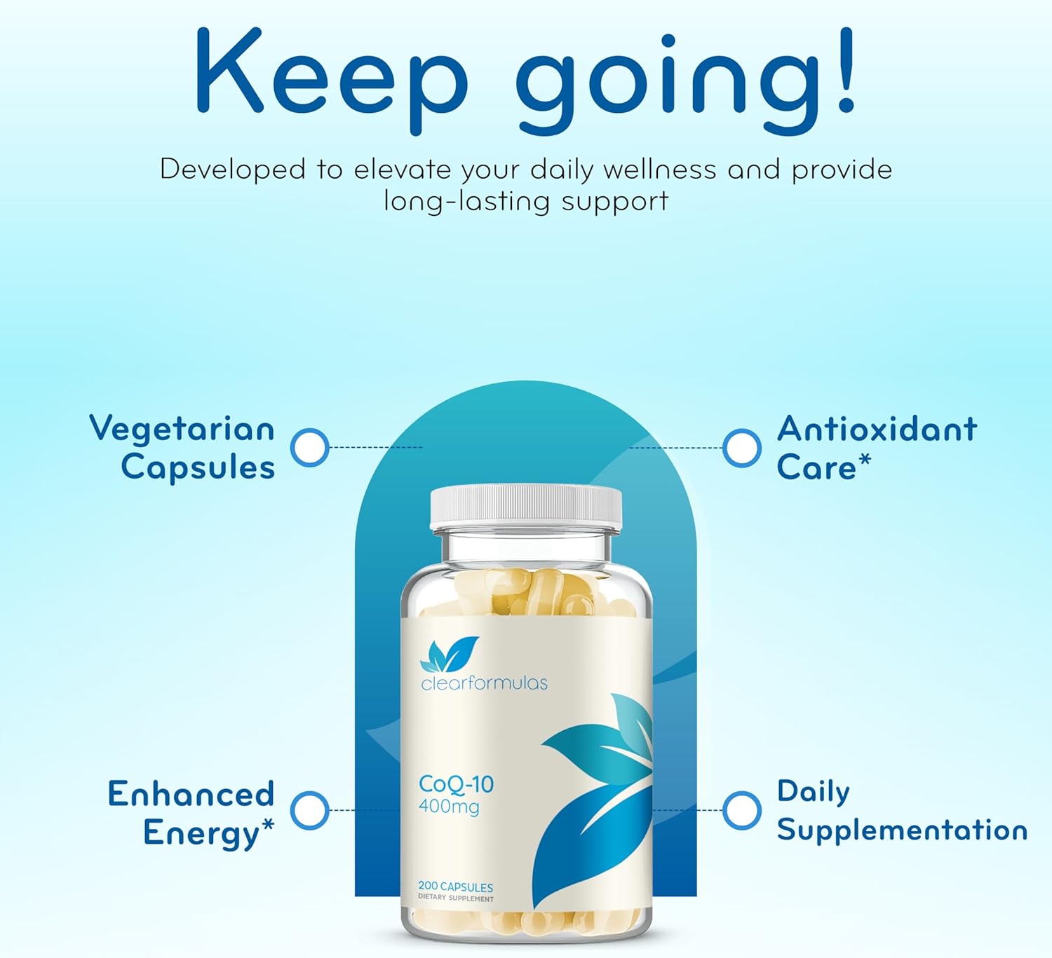 Clear Formulas CoQ10 400mg Supports Heart Health - 200 Capsules