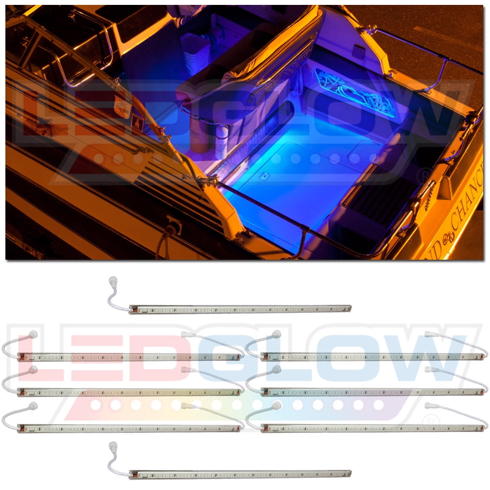 LEDGlow 8pc Blue LED Boat Deck & Cabin Lighting Kit