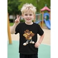 thumbnail image 2 of T-Shirt Graphique Ours Rugby pour Garçons - Coton Doux à Manches Courtes, Orange Vif, Décontracté, Col Rond, Léger et Confortable pour Tous les Jours / Style Décontracté d'Été / Coton, 2 of 7