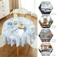 thumbnail image 4 of Starfish Seashell Tablecloth, Blue Coastal Nautical Tropical Summer Beach Theme Vintage Table Cloth for Home Kitchen Dining Patio Outdoor Picnic Party, Round(60x60in), 4 of 6