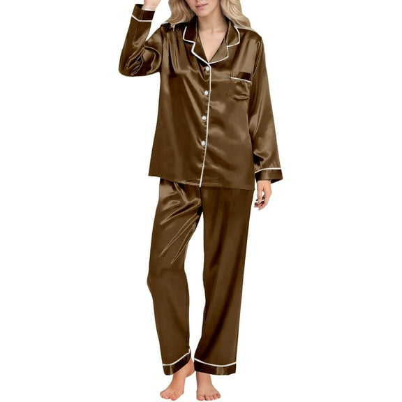 Pajamas For Women Set Long Sleeve Button Down Comfortable Wear Soft Outfit Daily Party Sleepwear Loungewear Nightwear Nightclothes Homewear