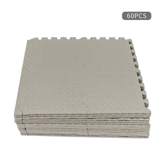 60pcs Soft Non Toxic Baby and Kids Play Mat EVA Foam Floor Interlocking Tiles Playroom Grey