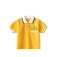 thumbnail image 2 of XUELUO Juniors Boys Athletic Shirts Summer Solid Color Lapel Button Down Short Sleeve Casual Comfortable Soft Tee Shirts Activewear,Yellow,5-6 Years, 2 of 4