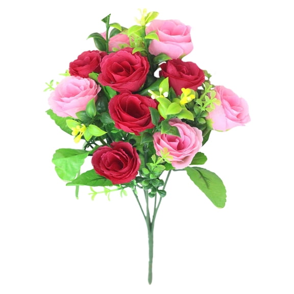 1 Bouquets Christmas Cemetery Flowers for Grave Memorial 10 Heads Artificial Flowers Cemetery Day Silk Grave Faux Roses Arrangements for Christmas Headstones Tombstone Decor, 12.99 Inch, A