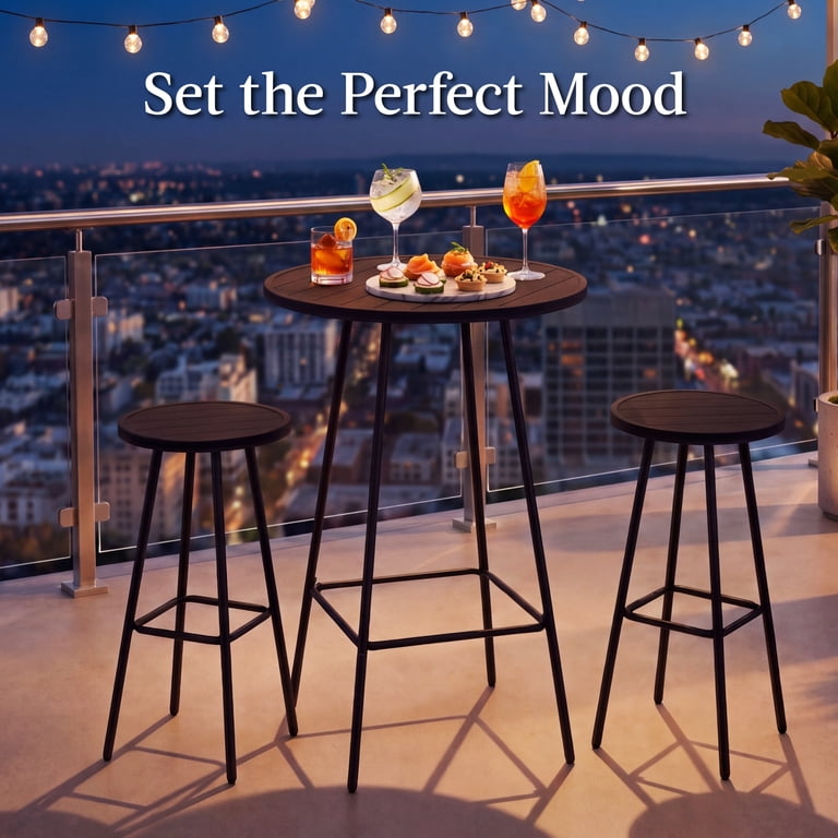Best Choice Products Bar Height Bistro Set with Backless Stools, Black photo 4