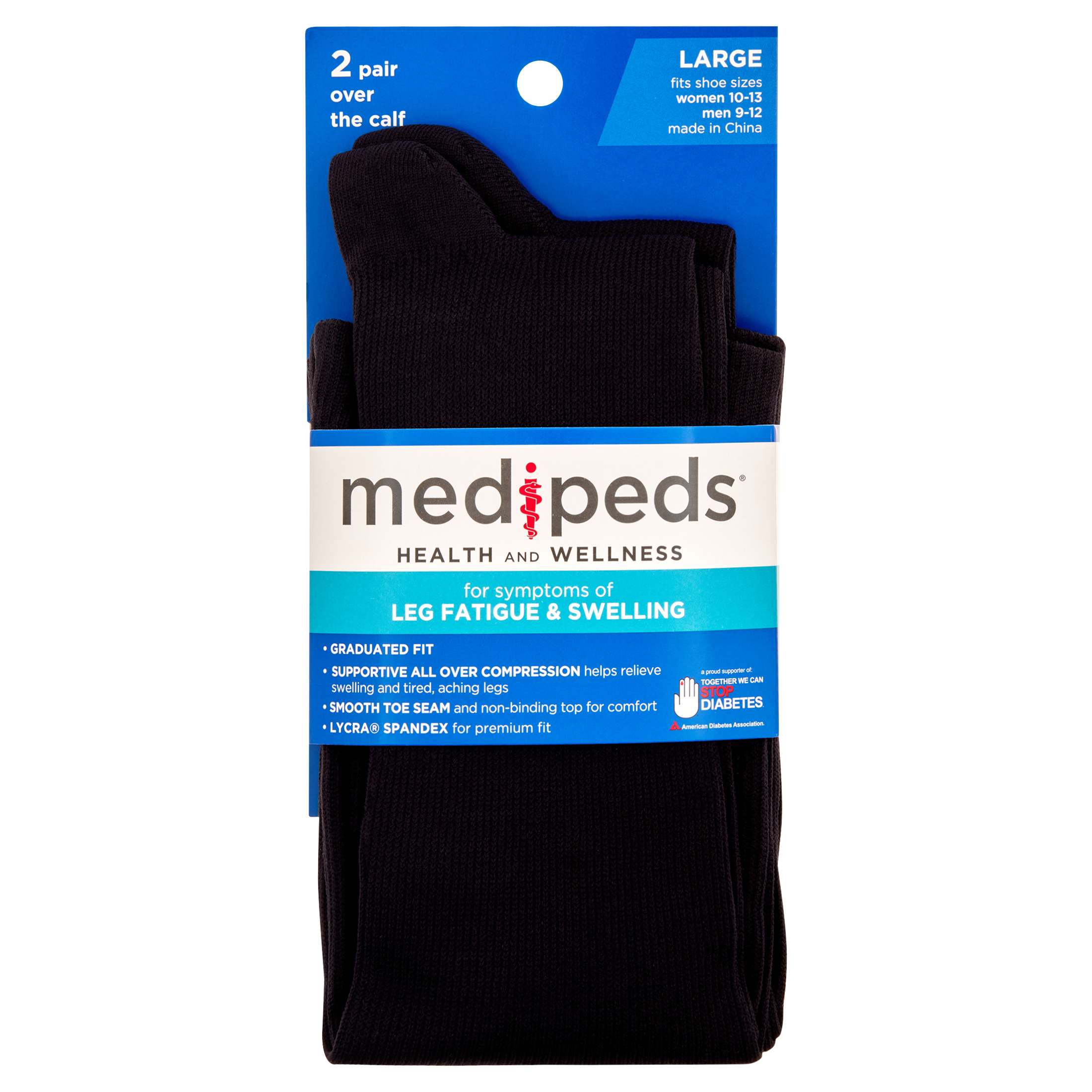 MediPeds Diabetic Supportive Compression Socks, Large, 2 Pack - Walmart.com