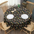thumbnail image 3 of Black Skull Pineapple Flower Pattern Round Tablecloth 60"x60",Wrinkle Wipeable Table Cloth for Kitchen Dining Room Picnic Patio Party, 3 of 6