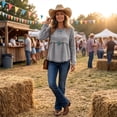 thumbnail image 6 of Linen Blouses for Women Summer Cute Fringe Long Sleeve Modest Tunic Tops Casual Y2k Baggy Crew Neck Plain T Shirts Gray XXL, 6 of 7
