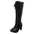 thumbnail image 6 of Knee High Boots Women Trendy Leather Elegant Dress Lace up Fall Winter Tall Boots Casual Zipper High Heels, 6 of 6