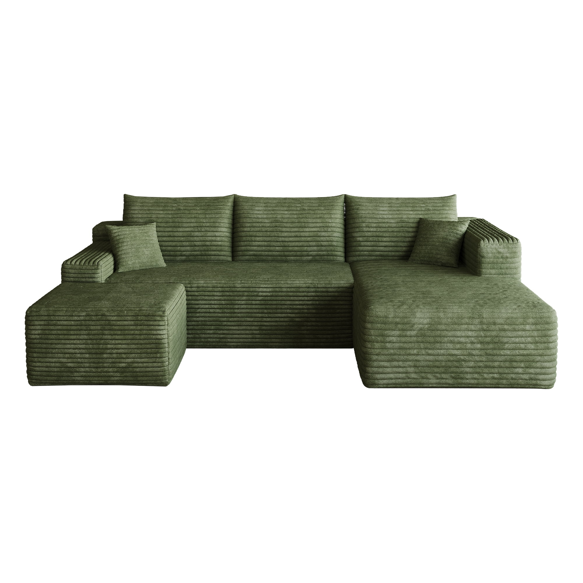 Cloud Sectional Sofa 95-Inch with Ottoman and U-Shaped Modular Design, Corner Couch and Deep Seat Living Room Set, No Assembly Required, Green