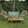 thumbnail image 3 of Jordan Manufacturing 44" x 18" McHusk Lagoon Aqua Crosshatch Rectangular Tufted Contoured Crosshatch Outdoor Wicker Settee Bench Cushion, 3 of 15