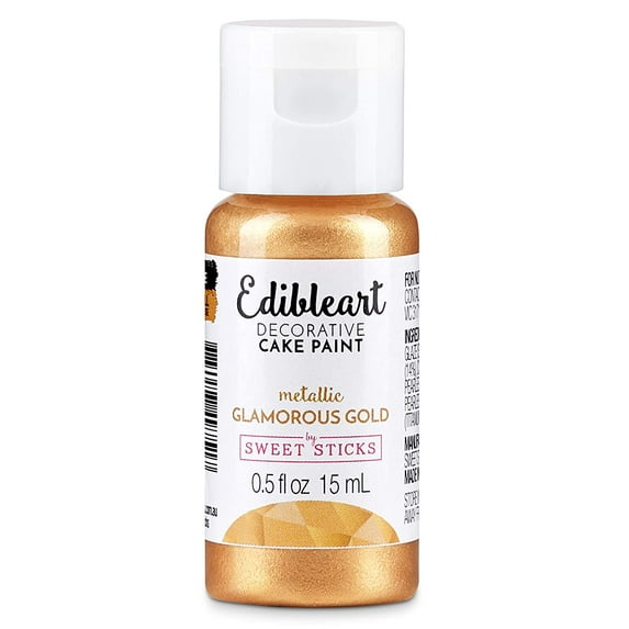 Icinginks - Sweetsticks Metallic Glamorous Gold Edible Art Decorative Cake Paint 15ml - Edible Art Paint, Edible Icing Paint, Decorative Cake Paint, Edible Food Coloring, Cake Paint