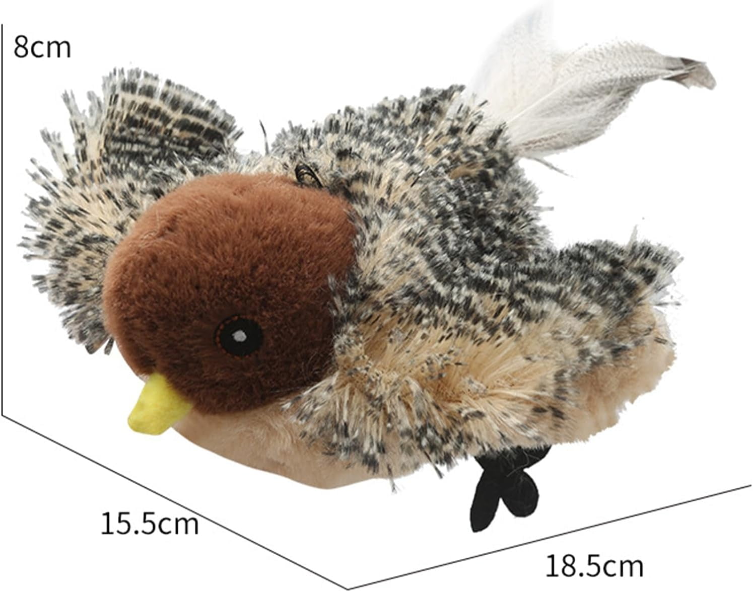Flapping Bird Cat Toy, Sparrow, Rechargeable Interactive Flying Bird with Realistic Flapping Motion and Chirping Sounds, Touch Activated Kitten Toy for Indoor Cats