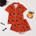 thumbnail image 4 of Tisuna Halloween Pajamas Set For Womens Graphic Print Short Sleeve Button Down Tops And Shorts Sleepwear Pjs Sets Trendy 2 Pieces Housewear S-XXL, 4 of 9