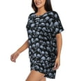 thumbnail image 2 of Susaid Gothic Skull Print Women's Pajama Set, Button-Up Sleepwear with Elastic Waist Shorts, Perfect for Lounging, Yoga, Beach, and Casual Wear-Large, 2 of 7