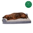 thumbnail image 5 of FurHaven Wave Fur & Velvet Memory Foam Deluxe L-Chaise Pet Bed for Dogs & Cats - Granite Gray, Large, 5 of 12