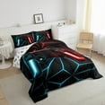 thumbnail image 4 of Feelyou Cartoon Game Console Bedding Comforter Set for Kids, Neon Glowing Honeycomb Twin Comforter Sets, Cyan Red Gaming Gamer Reversible Bedding Set, Lightweight Room Decor, 2pcs, 4 of 9