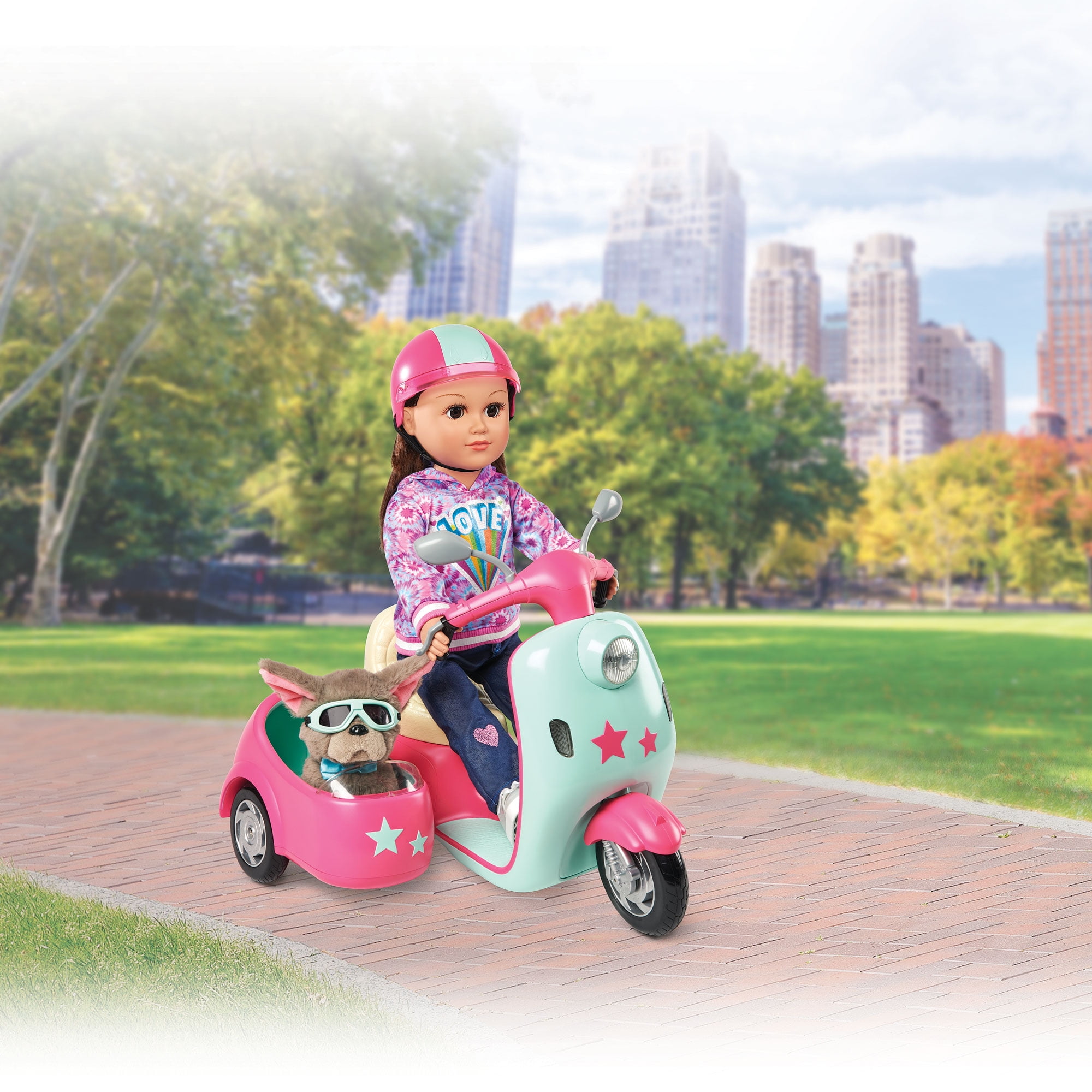 My Life As RC Scooter with Detachable Sidecar, 18” Doll, Multi
