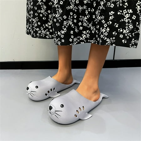 

Summer Slippers For Women Beach Accesseories Flip Flops For Women Ladies Fashion Solid Color Pvc Cute Cartoon Shape Closed Toe Flat Slippers Swimming Pool Accessories Mens Women Slippers