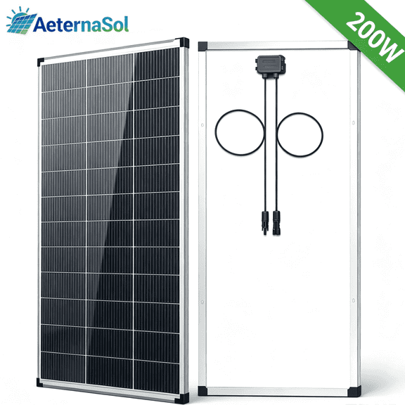 AeternaSol 200W Solar Panel,18BB N-Type, up to 25% Efficiency, IP68 Waterproof, for 12V Battery Systems, RV, Marine, Farm, Off-Grid & Home Use