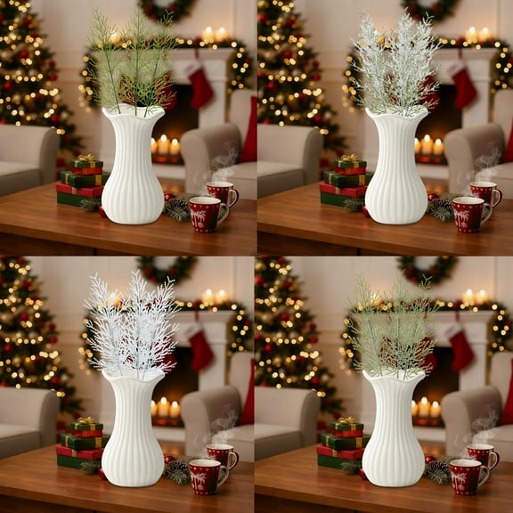 Artificial Christmas Plant under $5! Yannianjz Artificial Christmas Plant Decor, Green White Foliage Branches, Holiday Greenery Arrangement, Christmas Table Centerpiece, Festive Home Decor