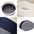 thumbnail image 2 of Sea Team Oval Cotton Rope Woven Storage Basket with Handles, 16 x 13 inches, White & Mottled Navy, 2 of 5