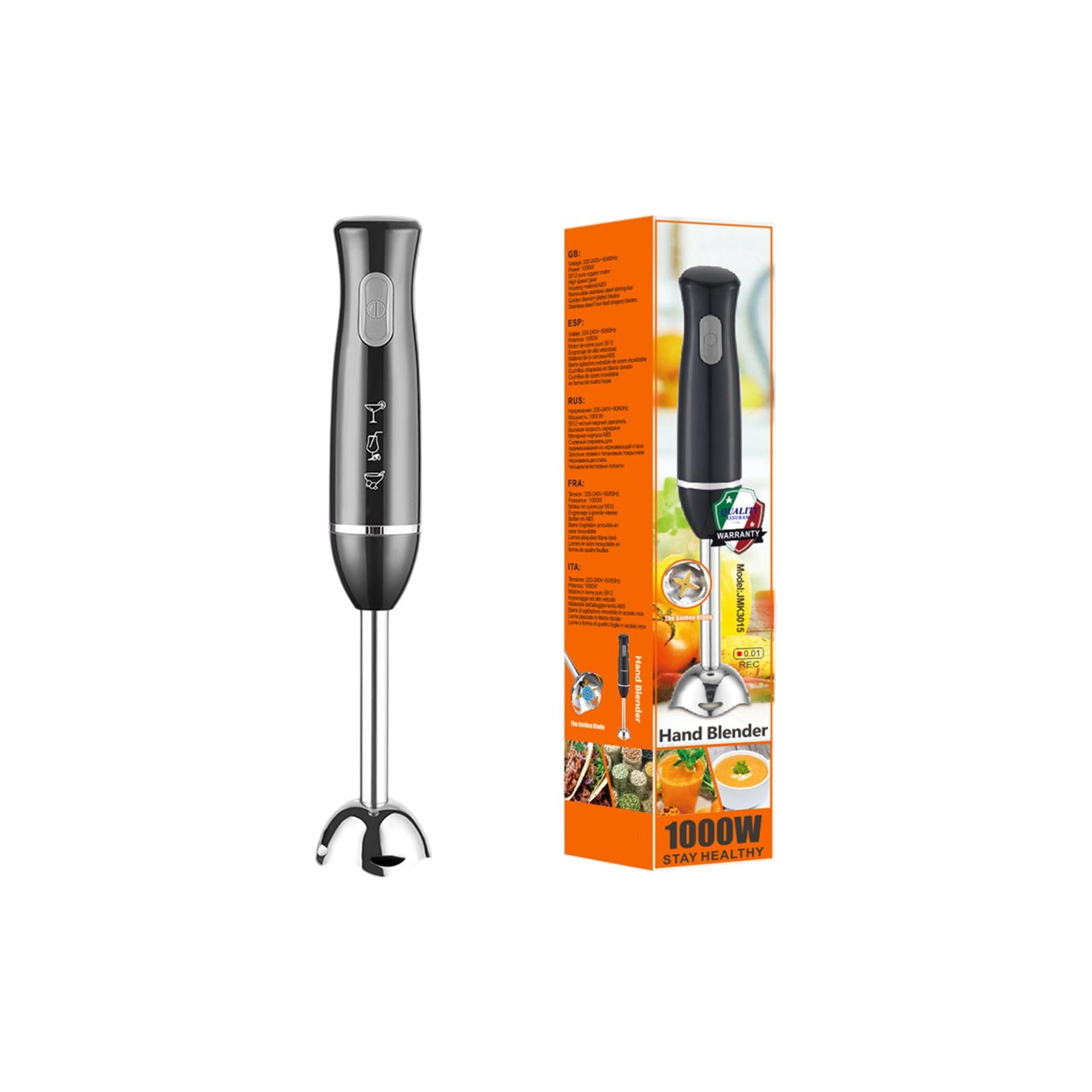 Cadancy Immersion Blender Handheld Electric Food Processor Multi-Function Kitchen Gadget Meat Grinder Whisk Beaker Combo Stainless Steel Stick Blender for Smoothie Sauce Home Cooking