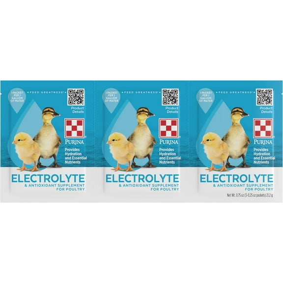 Purina Electrolyte & Antioxidant Supplement for Poultry, 0.17 oz Packets (3-Pack)