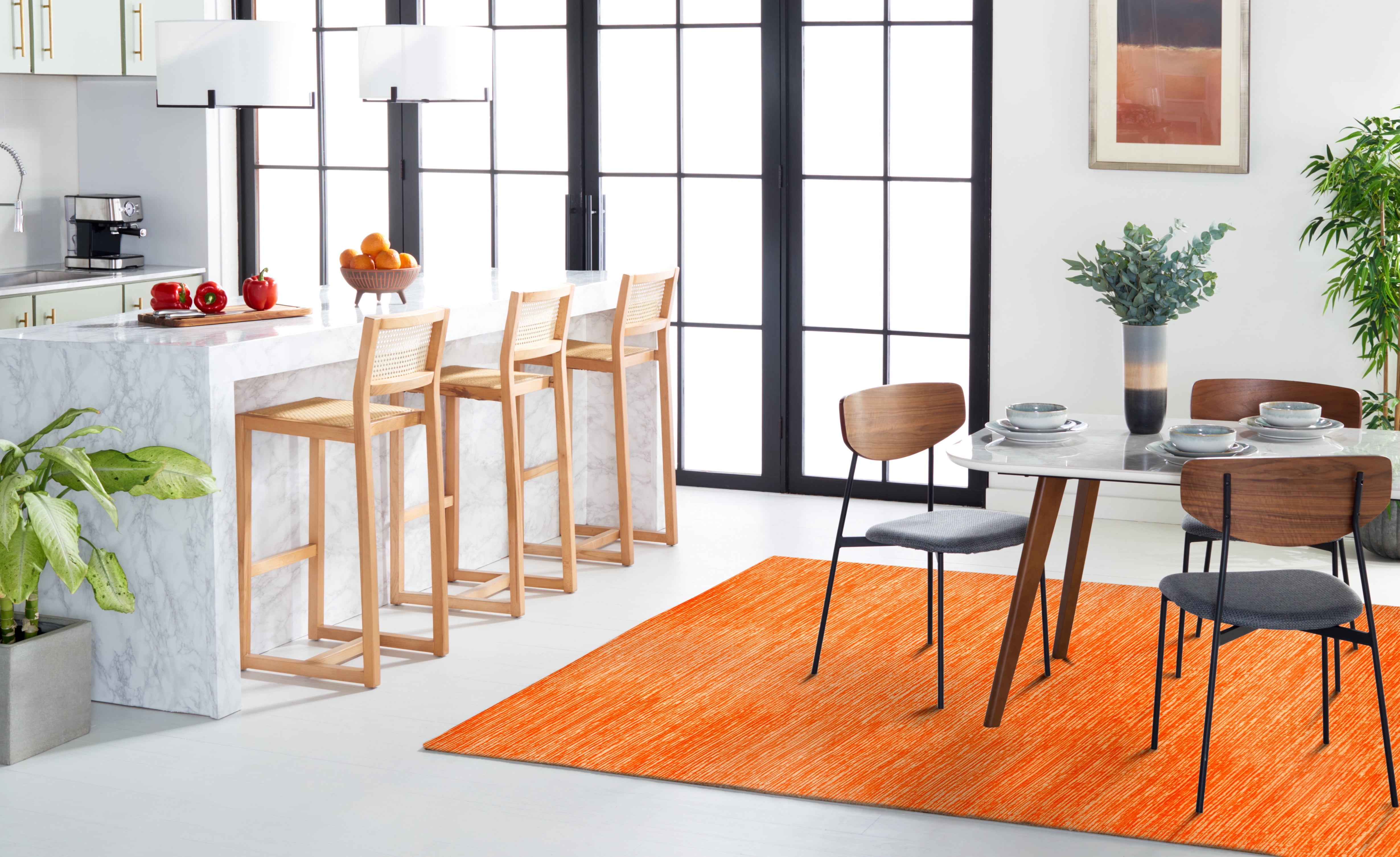 SAFAVIEH Vision Adrasteia Distressed Area Rug, Orange, 2' x 3' - Modern Design, Orange, Non-Shedding & Easy Cleaning, Ideal for Living Room, Bedroom, Dining Space, Entryway, Bathroom, Bedside